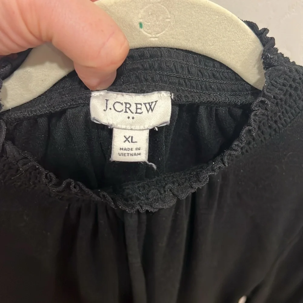 J. Crew Factory High Neck Ruffle Top Black Womens Size XL - Picture 7 of 9